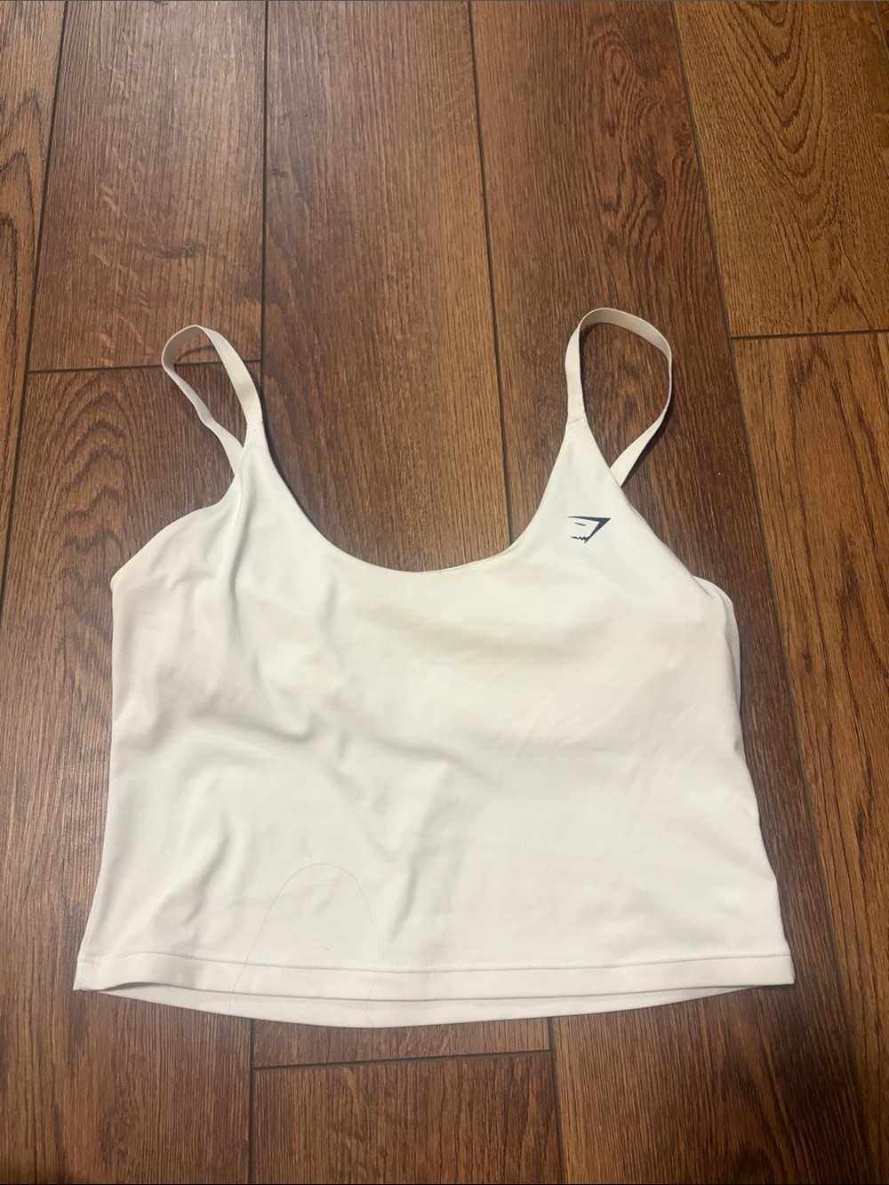 Gymshark White Spaghetti-Strap Cropped Camisole